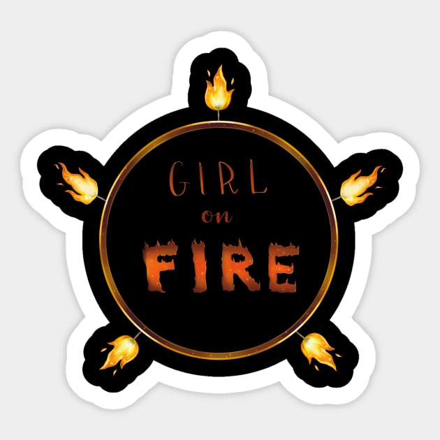 Fire Hoop Dance Girl on Fire Sticker by DafinArt